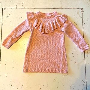 Jessica Simpson Girls 4T Pink Ruffled Knit Sweater Dress